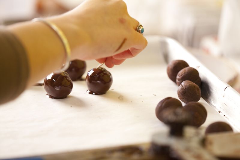 making chocolates at Grocers Daughter