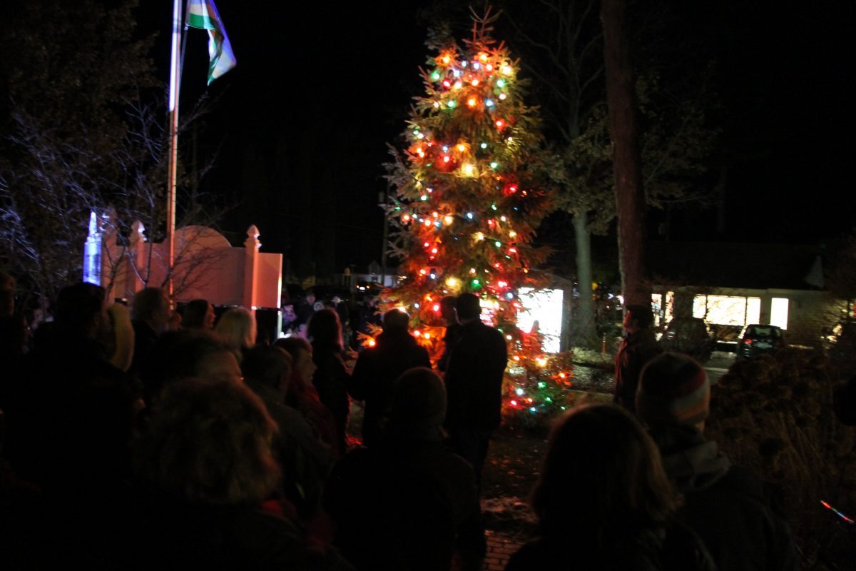 tree lighting & caroling in front of glen arbor township hall