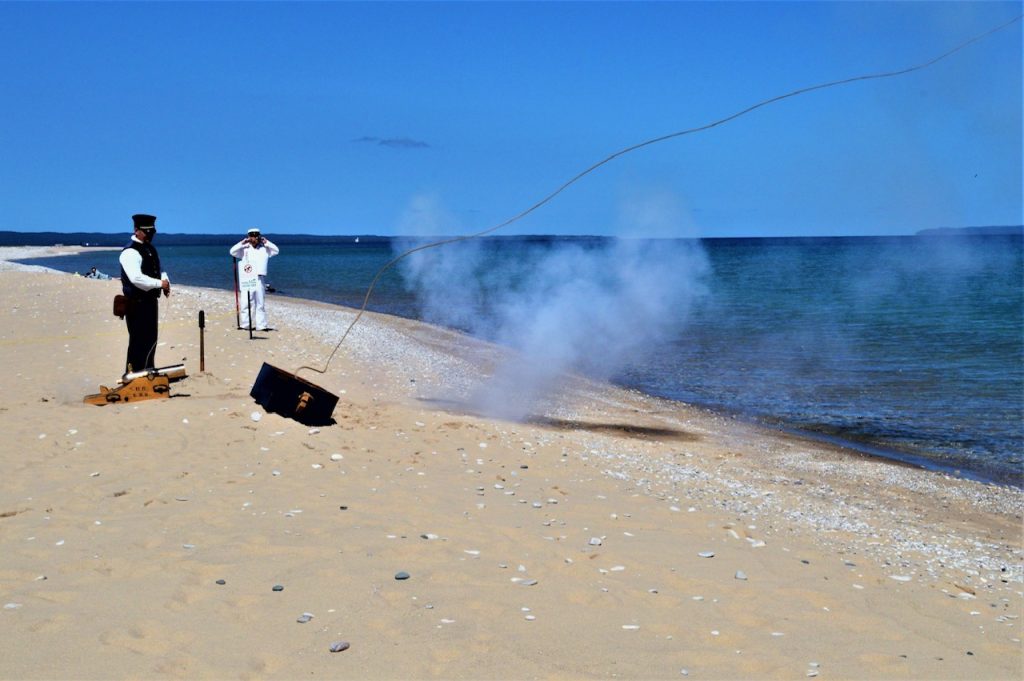 gun demonstration at maritime museum glen haven beach; photo by Tom Meador