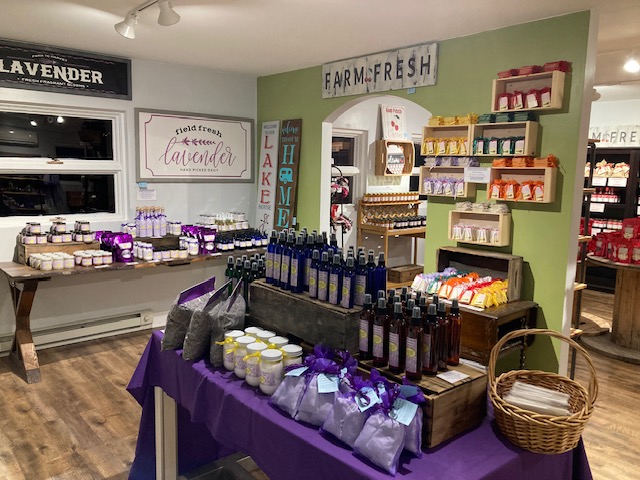 Harbor view lavender and cherry stop interior of store in Glen Arbor