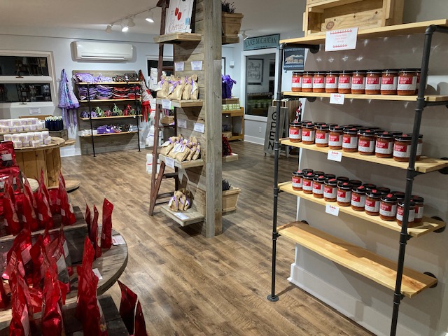 Harbor view lavender and cherry stop interior of store in Glen Arbor